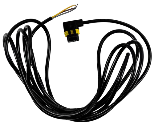 Schwarzes Kabel mit steckerähnlichem Anschluss, geeignet für Heizsysteme, möglicherweise für Anwendungen mit Wolf-Produkten. Verlängerte Kabellänge sichtbar.